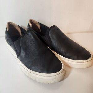 UGG Jass Black Leather Slip On Sneakers Womens 6.5 Low Top Platform